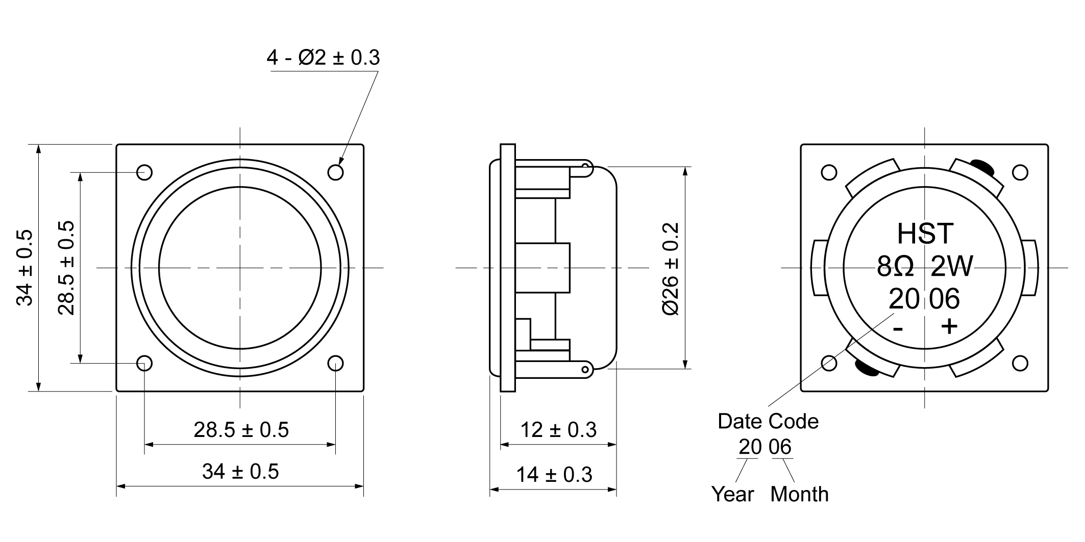 MIU34SP-14H2.0W8 Mechanical Drawing